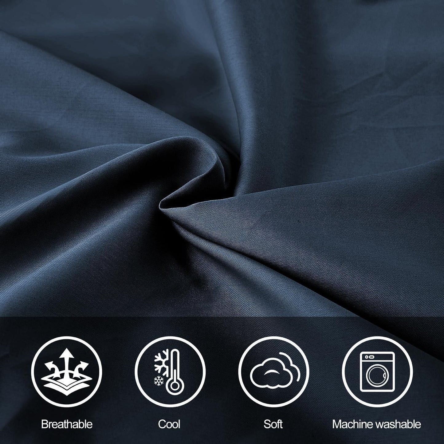 Luxurious Navy Blue Satin Fitted Bedsheet Set with 2 Pillow Covers