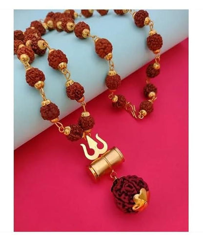 Shiv Trident Pendant with Rudraksha Necklace