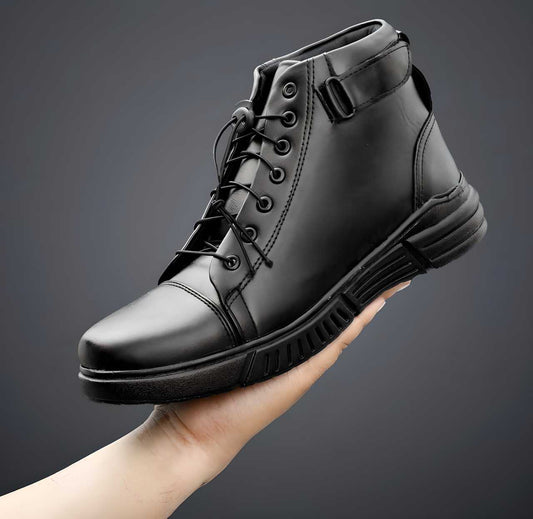 Men's Black Canvas Casual Laced Boots