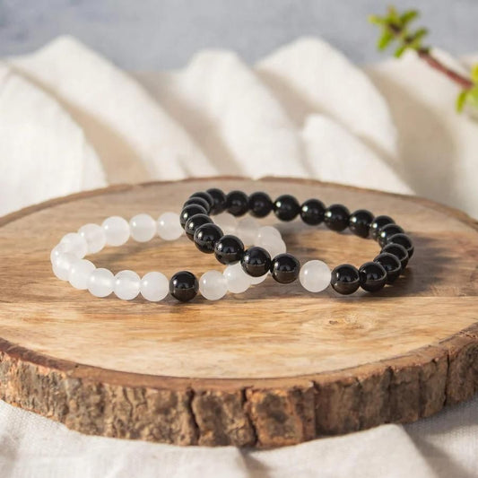 Relationship Bracelet - Clear Quartz & Black Onyx (Pack of 2)