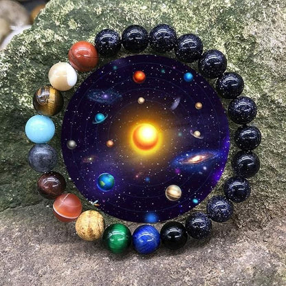 Galaxy Gem - Featuring 8 Planets Natural Stone Beads Bracelet (Pack of 2)