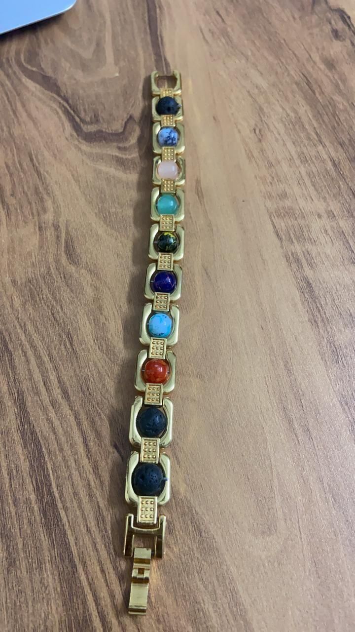 7 Chakras Gold Plated Bracelet - Certified Natural Stones