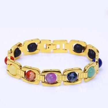 7 Chakras Gold Plated Bracelet - Certified Natural Stones