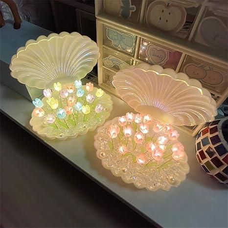 Floral Tulip Shell Night Light Lamp